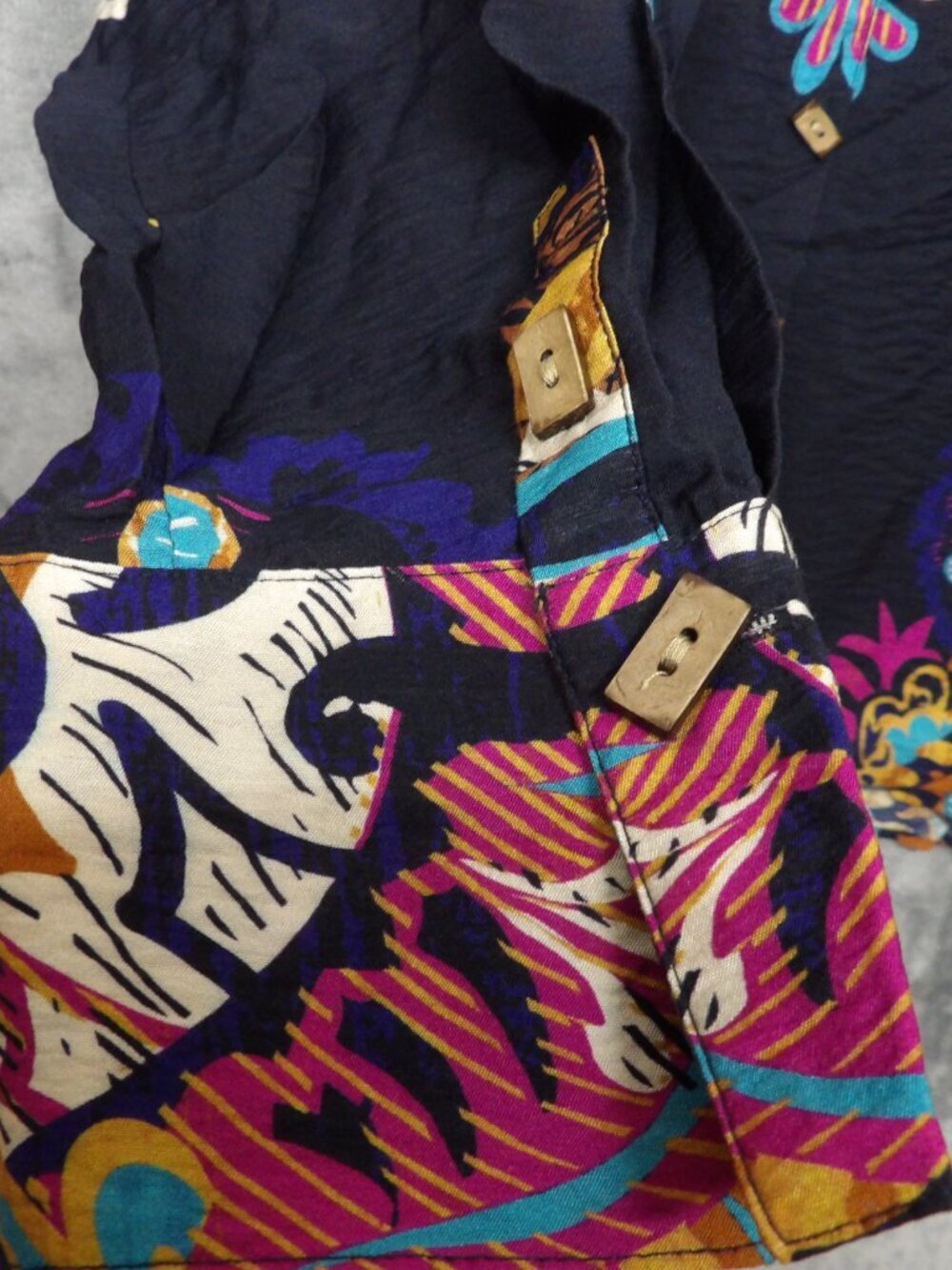Multiples L Boho Print Button Front Blouse Colorful Tunic Top Womens 3/4 Sleeve - Picture 5 of 9